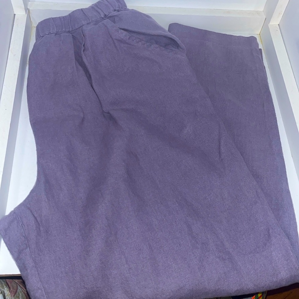 - Womenzwear lavender linen wide leg pants size large